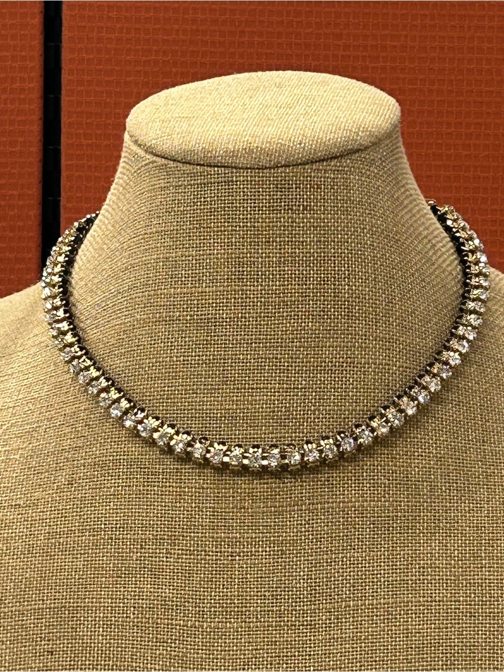 Banana Republic rope style clear and black rhinestone necklace